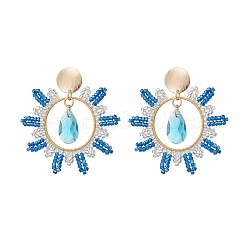Pendientes colgantes de vidrio y latón con forma de lágrima&nbsp;EJEW-MZ00388-01