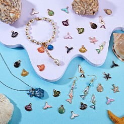 48pcs Ozean Thema Charme Anhänger Fischschwanz Muschel Emaille Charme gemischte Form Anhänger für Schmuck Halskette Armband Ohrring machen Handwerk&nbsp;JX126A