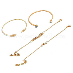 4 stücke 4 arten feder & flache runde legierung mit kristall strass manschette armreifen & link armbänder&nbsp;FS-WGEDE23-01