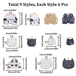 54 pièces 9 styles pendentifs en émail en alliage de placage de rack&nbsp;ENAM-SC0004-35