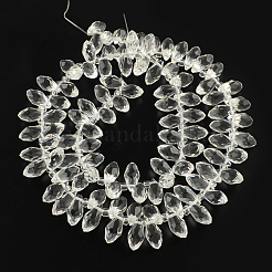 Fili di perline di vetro trasparente a goccia sfaccettato&nbsp;GLAA-R155-6x12-14