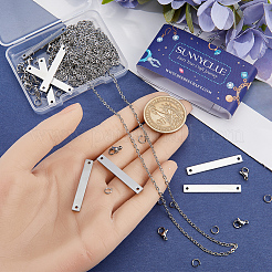 DIY Blanko-Halskette mit rechteckigem Anhänger aus Edelstahl 304 mit Kabelketten-Bausatz&nbsp;DIY-SC0024-16