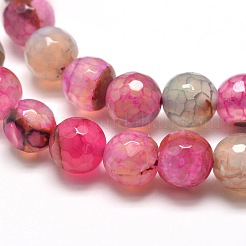 Abalorios redondas facetadas de ágata natural teñidas hebras&nbsp;G-E267-31