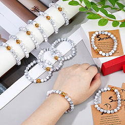 1 Set Stretch-Armbänder aus natürlichen Howlith-Perlen für Männer und Frauen&nbsp;BJEW-DC0001-19