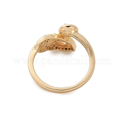 Blatt Messing Micro Pave Zirkonia Manschettenring Fassung&nbsp;LS-KK-A244-01G-G
