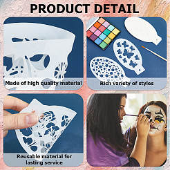 24 pièces 24 styles en plastique évider visage dessin peinture pochoirs modèles&nbsp;DIY-WH0349-169