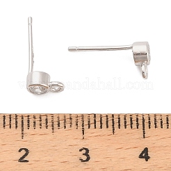 925 Sterling Silber Micro Pave klare Zirkonia flache runde Ohrstecker Zubehörse&nbsp;STER-B010-02B-P
