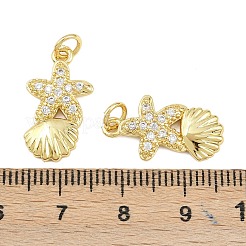 Pendentifs avec zircon cubiques à micro-pavés en laiton&nbsp;KK-D005-06C-G