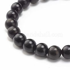 Bracelet extensible perles rondes en bois naturel et pierres naturelles et synthétiques mélangées&nbsp;BJEW-JB07164