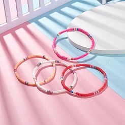 4 pz 4 colori fatti a mano in argilla polimerica perline elastiche cavigliere set per le donne&nbsp;AJEW-AN00467