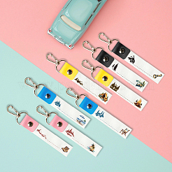 Porte-clés marqueur de nom en cuir PU et coton&nbsp;AJEW-WH0514-035