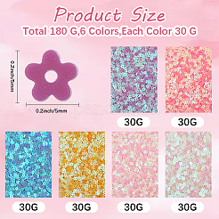 180 g de cuentas de lentejuelas de plástico de 6 colores&nbsp;PVC-CP0001-03