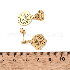 Boucles d'oreilles pendantes en forme de feuille en acier inoxydable 304&nbsp;EJEW-F393-05G