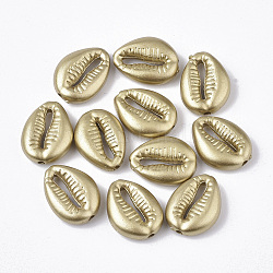 Perles acryliques laquées, Style mat, shell cauris, verge d'or, 13.5x5.5mm, Trou: 1.8mm