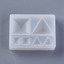 Moldes de silicona, moldes de resina, para resina uv, fabricación de joyas de resina epoxi, cuadrado con triángulo, blanco, 69x52x15mm, tamaño interno: 10~25 mm