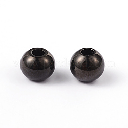 Intercalaires perles rondes en 304 acier inoxydable, électrophorèse noir, 6mm, Trou: 2mm