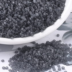Perles rocailles miyuki rondes, Perles de rocaille japonais, 11/0, (rr152f) gris transparent mat, 2x1.3mm, Trou: 0.8mm, environ 1111 pcs/10 g