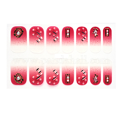 Cubierta completa nombre pegatinas de uñas, autoadhesivo, para decoraciones con puntas de uñas, cereza, 24x8mm, 14pcs / hoja