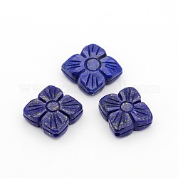 Natural Lapis Lazuli Flower Beads, 16~18x16~18x5mm, Hole: 1mm