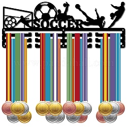 Mode Eisen Medaillenaufhänger Halter Display Wandregal, 3-zeilig, mit Schrauben, Schwarz, Fußball, 150x400 mm, Bohrung: 5 mm