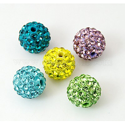 Perline strass polimero argilla, perline palla di disco, grado a, mezzo forato, tondo, colore misto, PP9 (1.5mm), 1.6mm, Foro: 6 mm