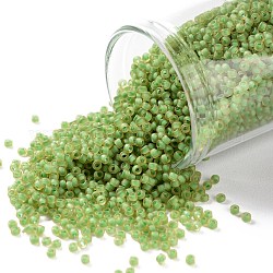 Toho runde Saatperlen, japanische Saatperlen, (946fm) grün gefütterte Citrinmatte, 15/0, 1.5 mm, Bohrung: 0.7 mm, über 3000pcs / Flasche, 10 g / Flasche