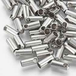 201 Stainless Steel Cord Ends, End Caps, Stainless Steel Color, 9~10x4.5~5mm, Hole: 2mm, Inner Diameter: 4mm
