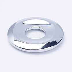 Pendentifs en hématite synthétique sans magnétique électrolytique, disque de donut / pi, platinée, largeur du beignet: 16 mm, 50x7mm, Trou: 18mm
