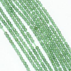 Chapelets de perle verte d'aventurine naturel, teinte, facette, ronde, 2mm, Trou: 0.5mm, Environ 170~180 pcs/chapelet, 12.9 pouce ~ 13.3 pouces (330~340 mm)