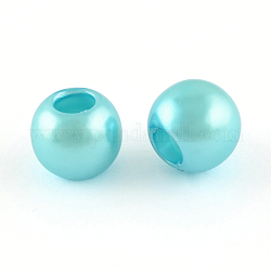 Perles européennes en plastique ABS d'imitation perle, perles de rondelle avec grand trou , bleu profond du ciel, 11.5~12x10mm, Trou: 4~5mm, environ 780 pcs/500 g