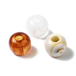 Perles européennes acryliques bicolores opaques, Perles avec un grand trou   , rondelle, couleur mixte, 10.5x8.5mm, Trou: 4~6.5mm