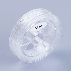 Hilo de cristal elástico japonés redondo, Hilo de cuentas elástico, para hacer la pulsera elástica, Claro, 0.6mm, alrededor de 16.4 yarda (15 m) / rollo