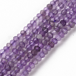 Chapelets de perles en améthyste naturelle, rondelle, facette, 3x2mm, Trou: 0.5mm, Environ 188~190 pcs/chapelet, 15.35 pouce (39 cm)