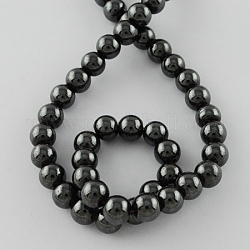 Chapelets de perles en hématite synthétique magnétique, Grade a, ronde, noir, 4mm, Trou: 1mm, 15.5 pouce