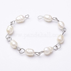 Chaînes de perles à la main perle, non soudée, pour création des colliers ou des bracelets, avec accessoires en 304 acier inoxydable, couleur inoxydable, 39.37 pouce (1 m)