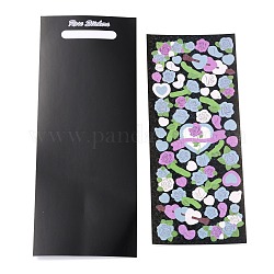 Laser Paper Self Adhesive Stickers, Rectangle with Rose Pattern, Violet, 19.5x7.6x0.02cm, Stickers: 17x7x0.02cm