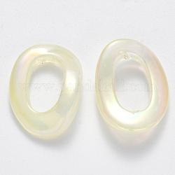 Anillos de acrílico transparente enlace, color de ab chapado, estilo de imitación de piedras preciosas, oval, crema, 31x22.5x6mm, diámetro interior: 17.5 mm