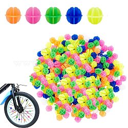 NBEADS 250pcs 5 colors Bicycle Wheel Spokes Plastic Clip Bead, Oval, Mixed Color, 15x15.5x14.5mm, Hole: 4mm
