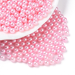 Perles acryliques de perles d'imitation, sans trou, ronde, rose, 16mm, environ 500 pcs / sachet 