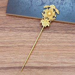 Lega di risultati bastone capelli, con aghi di ferro, fiore, oro, vassoio: 10mm, 159mm