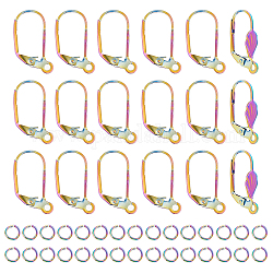 Dicosmetic 50 pz colore arcobaleno 304 risultati dell'orecchino a leva in acciaio inossidabile, con 50 pezzo di anelli di salto aperti, 19x10x4.5mm, Foro: 1.6 mm, ago :0.8mm