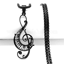 304 подвесные из нержавеющей стали ожерелья, музыкальная нота, чёрные, 23.62 дюйм (60 см)