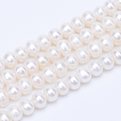 Brins de perles de culture d'eau douce naturelles, ronde, floral blanc, 4.5~5mm, Trou: 0.5mm, Environ 96 pcs/chapelet, 15.30'' (38.86 cm)
