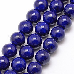 Fossil Beads, Dyed, Round, Dark Blue, 6mm, Hole: 0.8mm, about 66pcs/strand, 16 inch