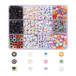 780Pcs DIY Jewelry Making Kits, Opaque & Craft Style & Transparent & Plating & Luminous Acrylic Beads with Heart, Mixed Color, 780pcs/box