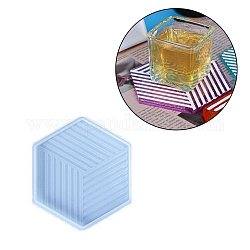 Moules en silicone de qualité alimentaire, dessous de verre imitation cube, moules de résine, pour la fabrication artisanale de résine uv et de résine époxy, hexagone, blanc, 118x105x8mm