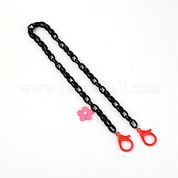 (Clearance Sale)Eyeglasses Chains, Neck Strap for Eyeglasses, with Acrylic Cable Chains, Flower, Black, 22.72 inch(57.7cm)
