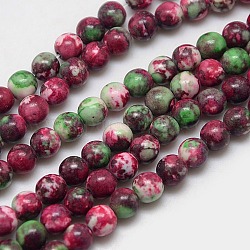 Chapelets de perles en fossile synthétique, teints et chauffée, ronde, rouge foncé, 8mm, Trou: 1mm, Environ 50 pcs/chapelet, 15.7 pouce