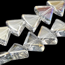 Hebras de cuentas de vidrio transparente electrochapadas chapadas en color ab, ventilador, claro ab, 8x10.5x4mm, agujero: 1 mm, aproximamente 80 pcs / cadena, 25.51 pulgada (64.8 cm)