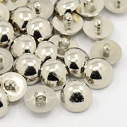 Bouton acrylique de placage de tige 1-trou, boutons demi-rond / dôme, couleur argentée, 15x6mm, Trou: 2mm